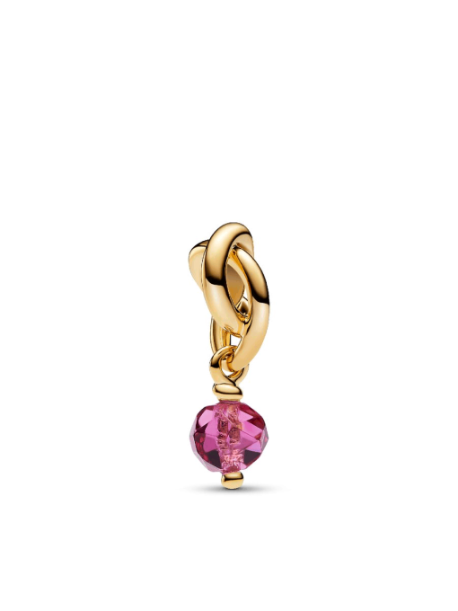 Faceted Pink Eternity Circle Dangle Charm - Image 2