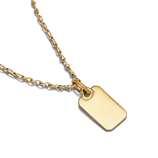 Engravable Rectangle Tag Pendant Necklace Set