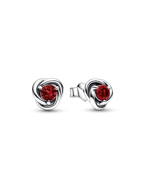 January Red Eternity Circle Stud Earrings - Image 3