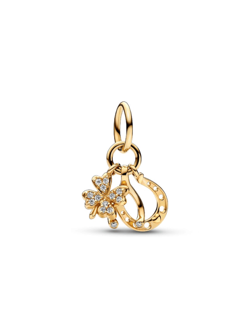 Lucky Clover, Wishbone & Horseshoe Dangle Charm - Image 3