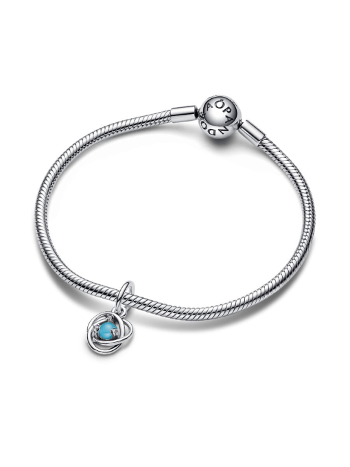 Turquoise Blue Eternity Circle Dangle Charm - Image 5