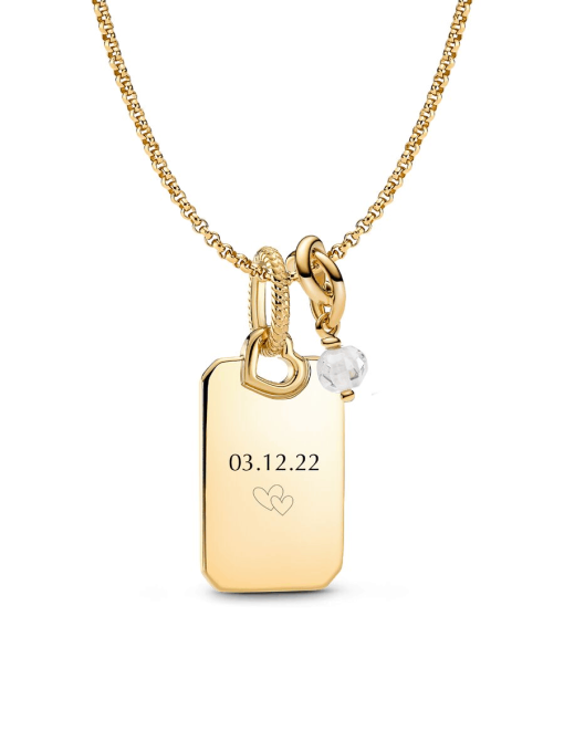 April Engravable Dangle Charm Necklace Set