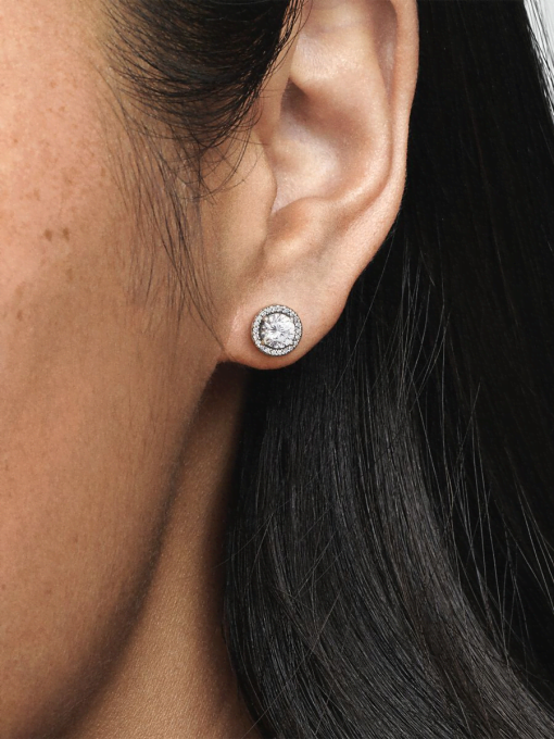 Round Sparkle Stud Earrings - Image 2