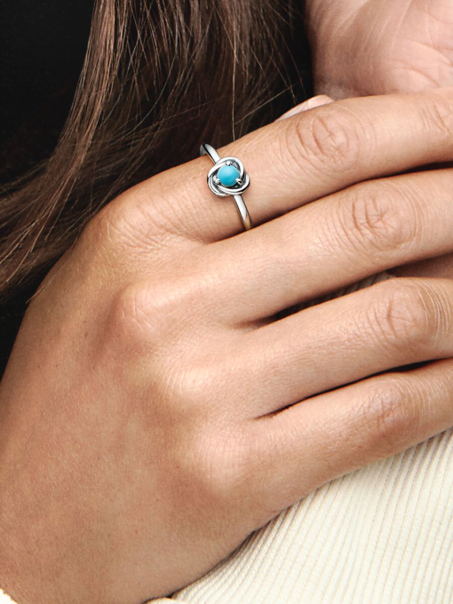 December Turquoise Blue Eternity Circle Ring - Image 2
