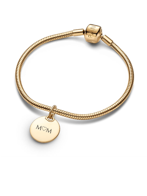 Engravable Round Tag Dangle Charm Bracelet Set - Image 2