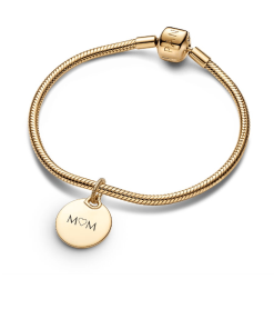 Engravable Round Tag Dangle Charm Bracelet Set