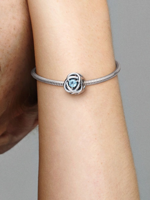 March Sea Aqua Blue Eternity Circle Charm - Image 2