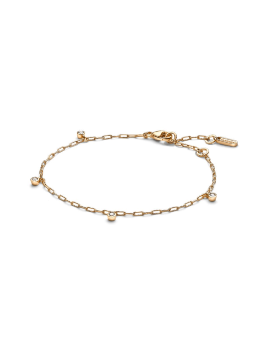 Pandora Era Bezel Lab-Grown Diamond Dangle Paperclip Chain Bracelet - Image 3