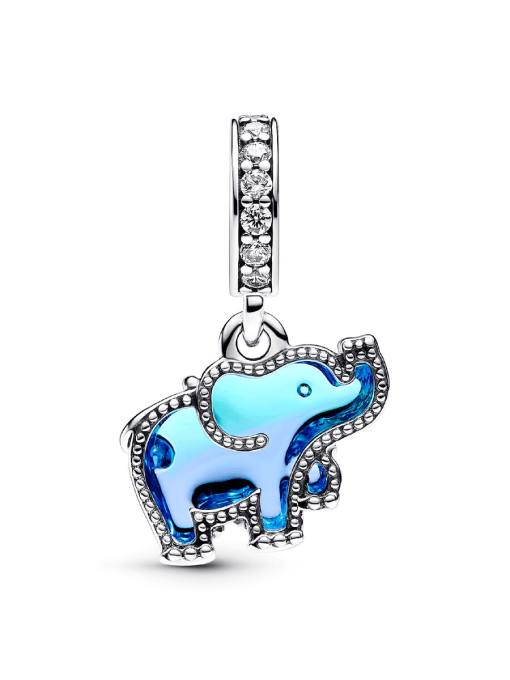 Blue Murano Glass Elephant Dangle Charm - Image 6