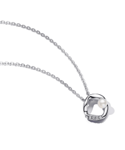 Organically Shaped Pave Circle & Treated Freshwater Cultured Pearl Collier Necklace