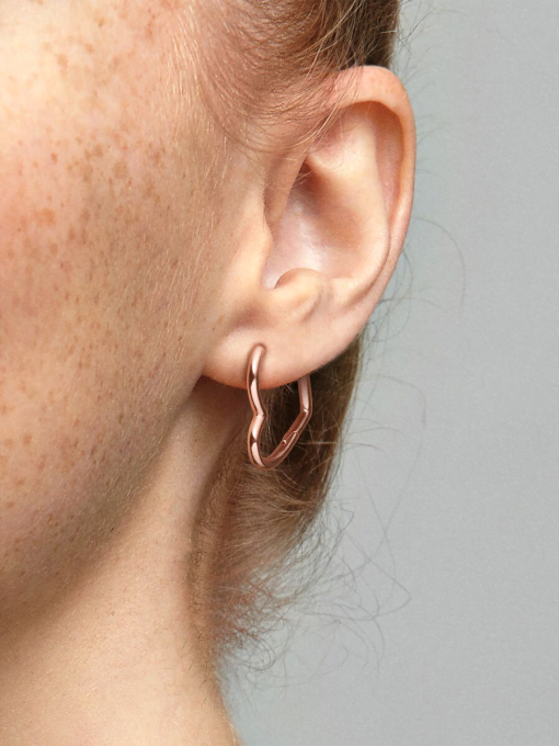 Asymmetrical Heart Hoop Earrings - Image 2