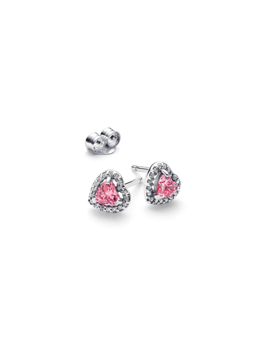 Elevated Pink Heart Stud Earrings - Image 5