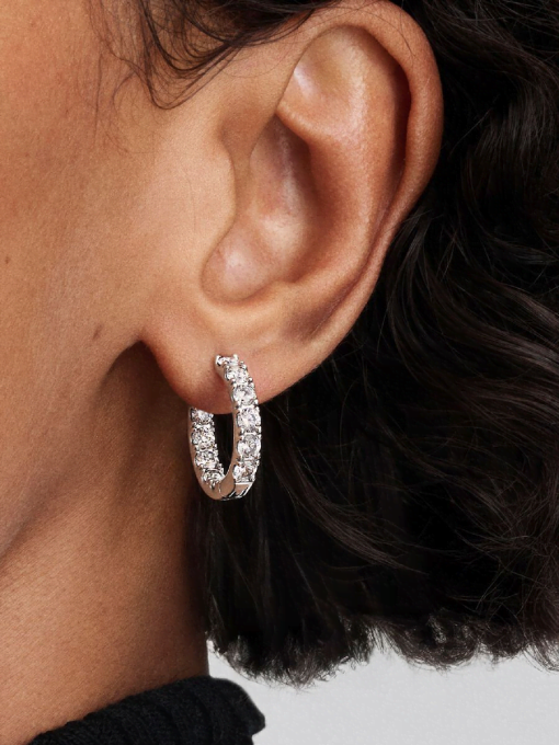 Sparkling Row Eternity Hoop Earrings - Image 2