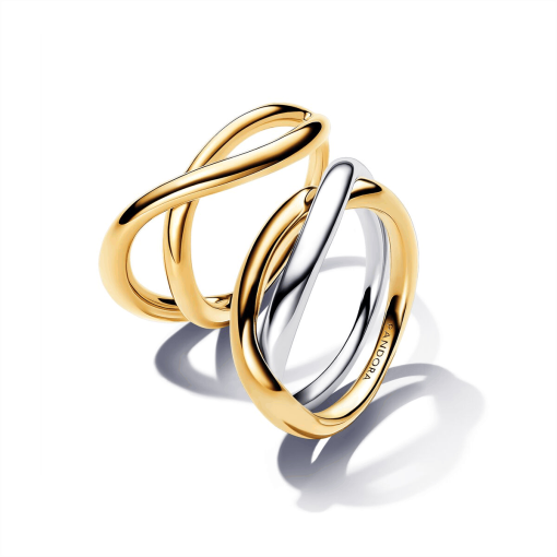 PANDORA ESSENCE Infinity Pearl Intwined Stacking Ring Set