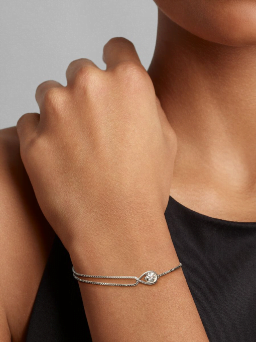 Pandora Infinite 14k White Gold Lab-grown Diamond Double Chain Bracelet - Image 2