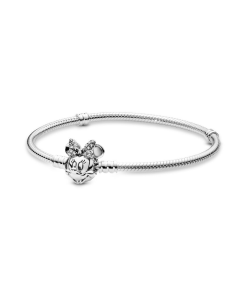 Disney Pandora Moments Pave Minnie Mouse Clasp Snake Chain Bracelet