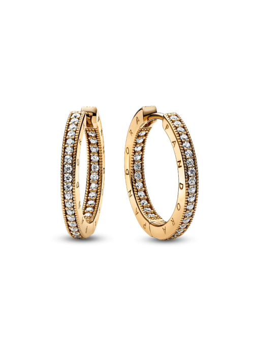 Pandora Signature Logo & Pave Hoop Earrings - Image 3
