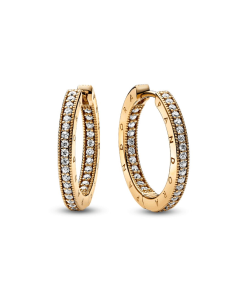 Pandora Signature Logo & Pave Hoop Earrings