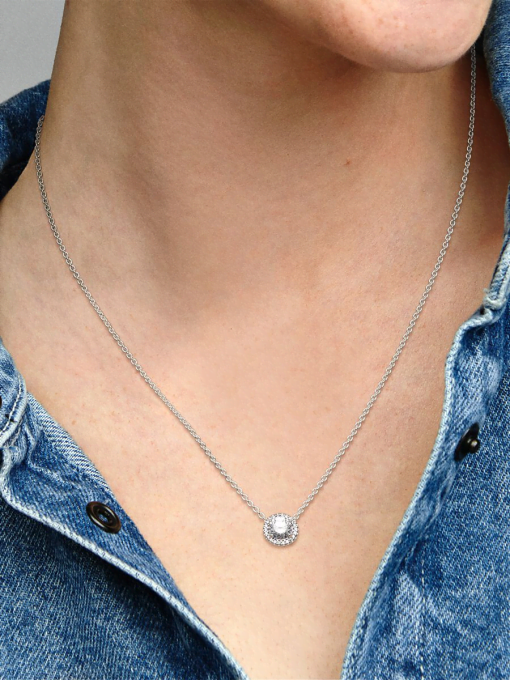 Round Sparkle Halo Necklace - Image 2