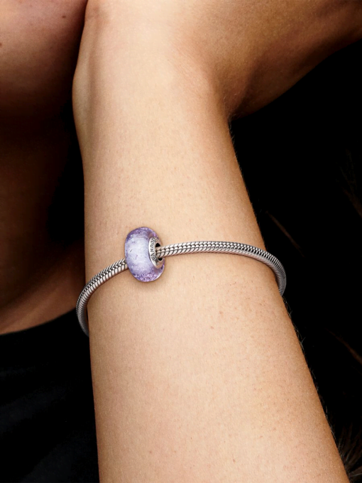 Wavy Lavender Murano Glass Charm - Image 2