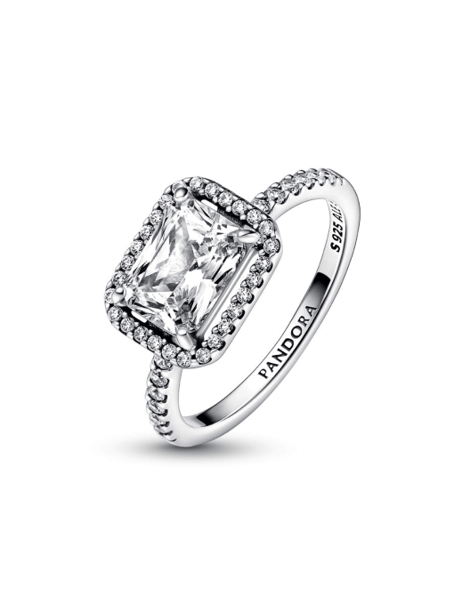 Rectangular Sparkling Halo Ring - Image 6