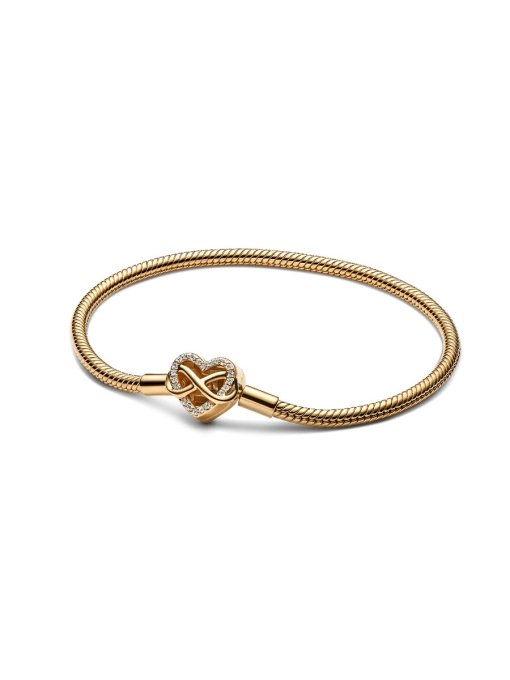Sparkling Infinity Heart Clasp Snake Chain Bracelet
