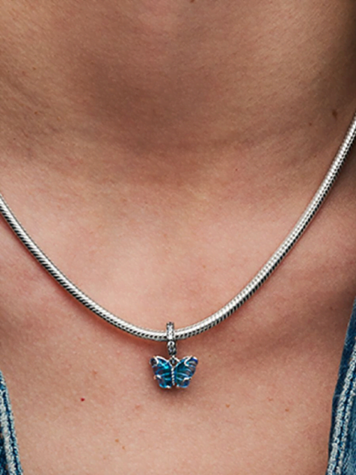 Blue Murano Glass Butterfly Dangle Charm - Image 2