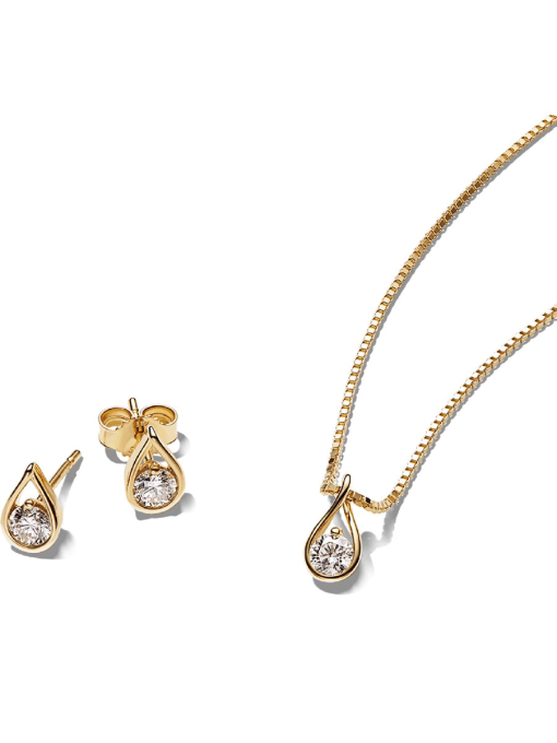 Pandora Infinite Lab-grown Diamond Necklace and Earrings Set 0.75 carat tw 14k Gold