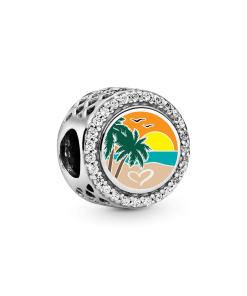 Engravable Beach Heart Scene Charm