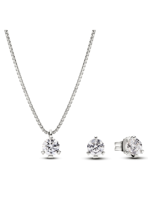 Pandora Nova Lab-grown Diamond Pendant Necklace and Earrings set 1.00 carat tw 14k White Gold