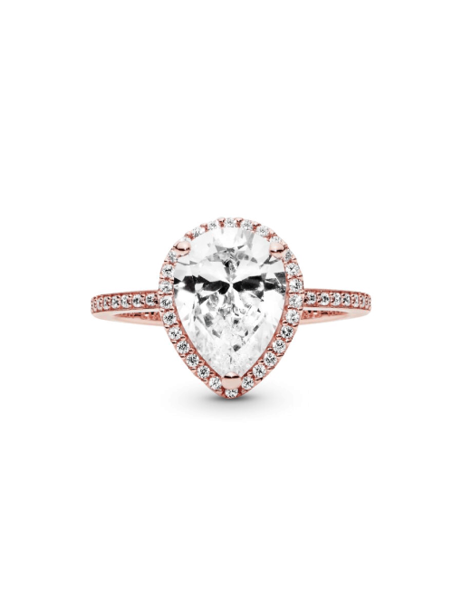 Sparkling Teardrop Halo Ring - Image 5