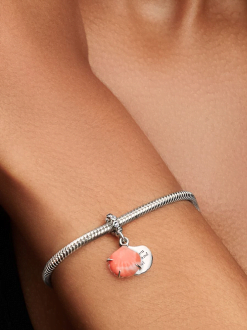 Coral-colored Shell Double Dangle Charm - Image 2
