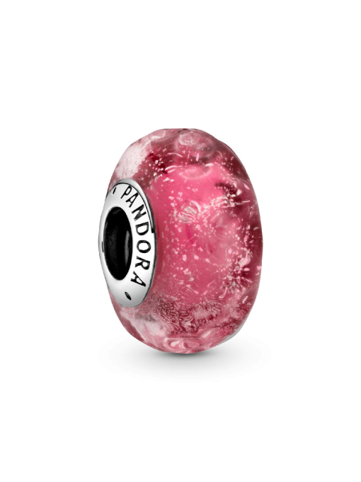 Wavy Fancy Pink Murano Glass Charm - Image 3
