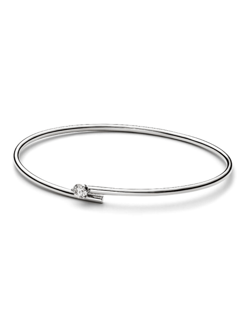 Pandora Nova 14k White Gold Lab-grown Diamond Open Bangle - Image 3