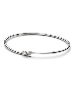 Pandora Nova 14k White Gold Lab-grown Diamond Open Bangle