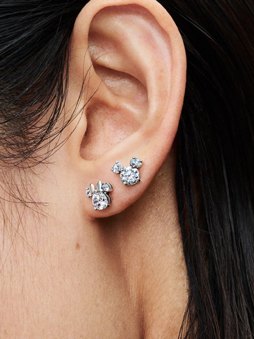 Disney Mickey Mouse & Minnie Mouse Sparkling Stud Earrings - Image 2
