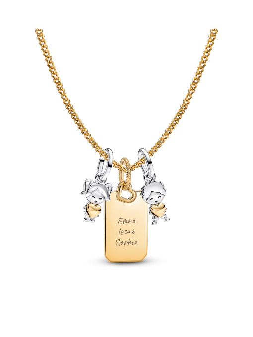 A Mother's Love Engravable Charm Necklace Set
