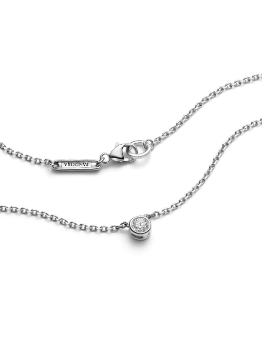 Pandora Era Bezel Sterling Silver Lab-grown Diamond Pendant Necklace - Image 5