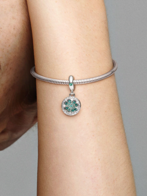 Lucky Four Leaf Clover Dangle Charm - Image 2