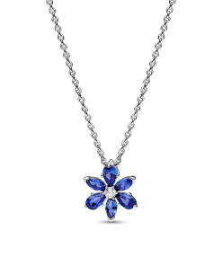 Sparkling Blue Herbarium Cluster Pendant Necklace