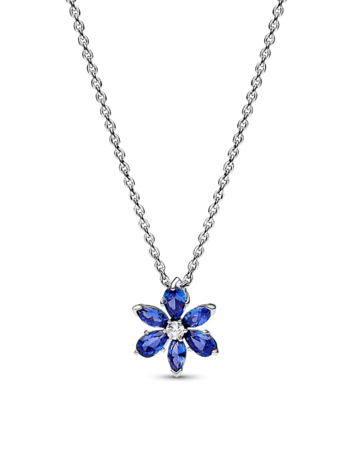 Sparkling Blue Herbarium Cluster Pendant Necklace
