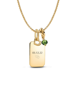 August Engravable Dangle Charm Necklace Set