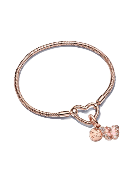One of a Kind Rose Heart Charm Bracelet Set