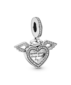 Heart and Angel Wings Dangle Charm