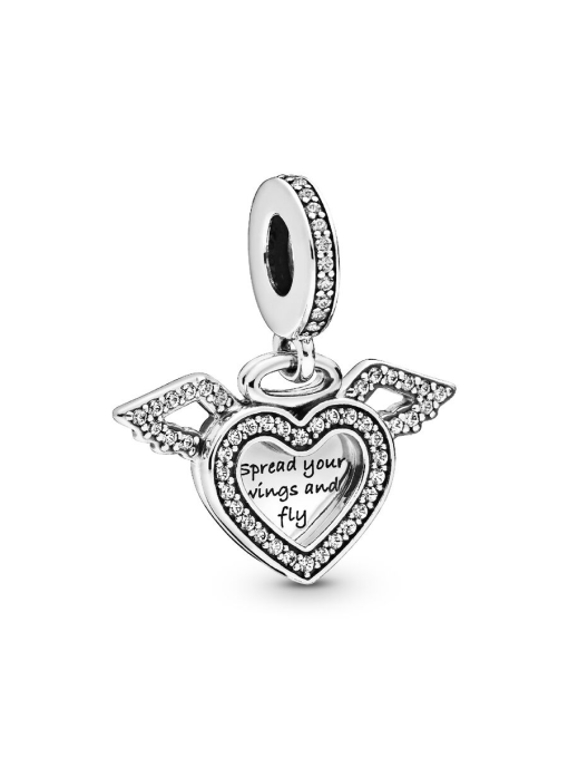 Heart and Angel Wings Dangle Charm