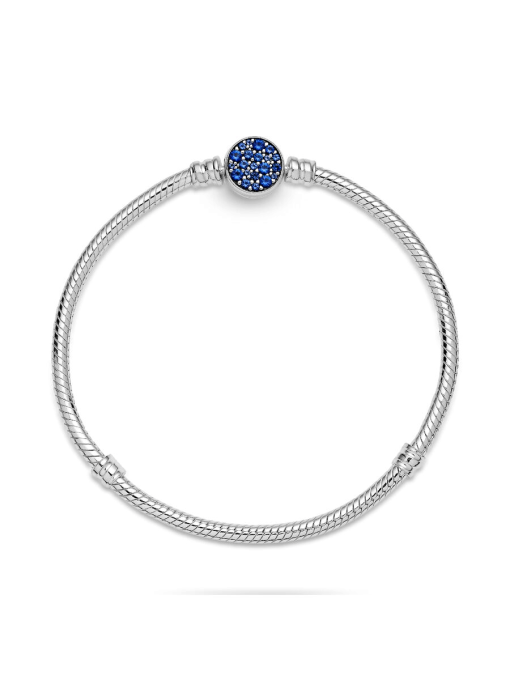 Pandora Moments Sparkling Blue Disc Clasp Snake Chain Bracelet - Image 6