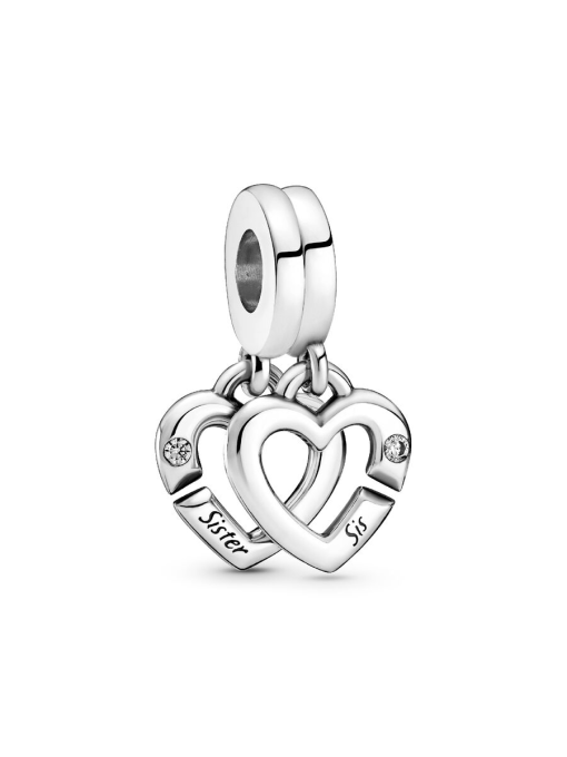 Linked Sister Hearts Split Dangle Charm - Image 3