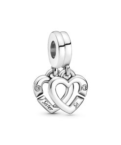 Linked Sister Hearts Split Dangle Charm