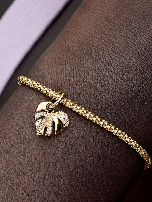 Sparkling Monstera Leaf Dangle Charm - Image 2
