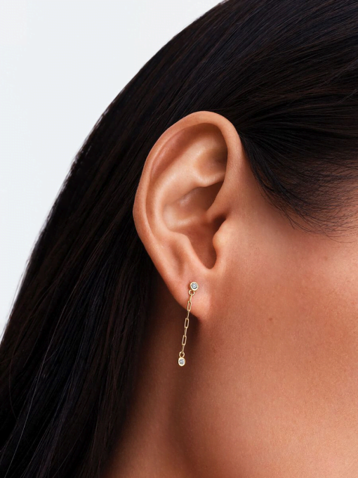 Pandora Era Bezel Lab-Grown Diamond Paperclip Chain Drop Earrings - Image 4